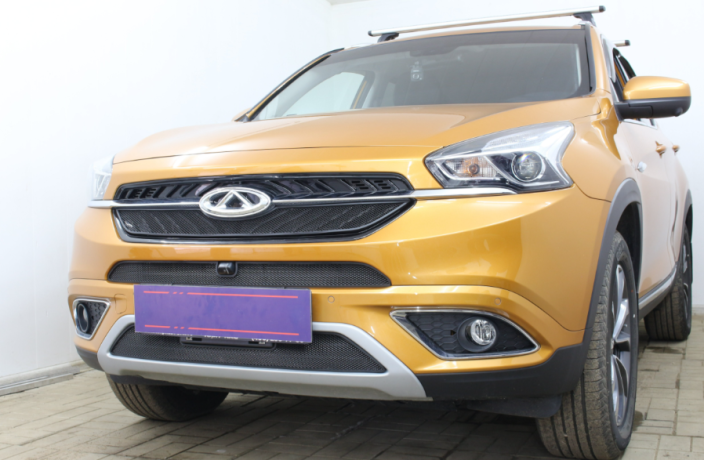 Защита радиатора "Standart" Chery Tiggo 7 (2016-2020) верх, чёрная купить недорого с доставкой в Бор